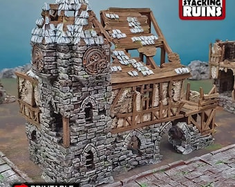 Ruined Burgomaster Office: Modular Tabletop Terrain - Printable Scenery