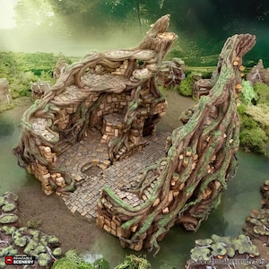 Swamp Fortress: Tabletop Fantasy Temple, Elevated Platforms, Wargaming Ruins, Brackencourt Scatter Terrain, Jungle Scenery