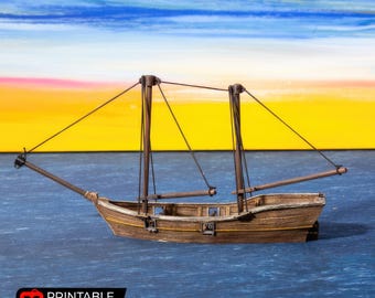 Small Boat: Fantasy Skiff, Smuggler Rowboat, Pirate Landing Craft, Tabletop Dock Scenery, Harbour Scatter