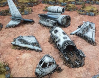 Crashed Aircraft Tabletop Scatter Post Apocalypse Lost Wasteland Airplane Wreckage Sci-fi Futuristic Game RPG Printable Scenery Fuselage