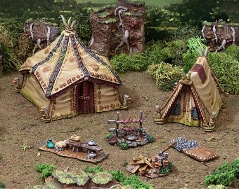 Tabletop Camp Set: Tropical Jungle Terrain for RPG Miniature Games