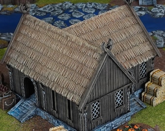 Anglo Saxon House: Horse Lord Merchants, Fantasy Village Shop Scenery, Wargaming Terrain, Skirmish Objective