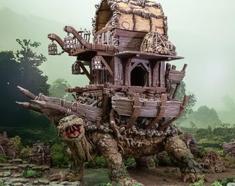 Giant Tortoise Caravan: RPG Exotic Mount - Fastcallion - Wargaming Jungle Swamp, Turtle Transport, Traveling Merchant