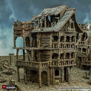 Ruined City Building Tabletop Scatter House Tenement Roleplaying Game Pirate Terrain Printable Scenery Fantasy RPG Wargaming Ramshackle Ruin