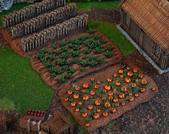 Crops: Village Farmland, Tabletop Wargaming Terrain, Anglo Saxon Wheat Fields, Fantasy Scenery, Pumpkin Patch