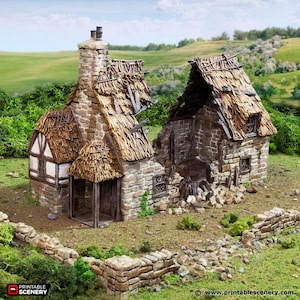 Ruined Model House Tabletop Historical Wargaming Printable Scenery Fantasy RPG Miniature Game Tiles 3D Printed TTRPG Norman Country Medieval