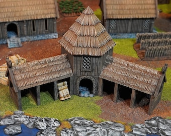 Village Stables: Anglo Saxon Terrain, Tabletop Wargaming Scenery, Medieval Peasant Building, Viking Town Farm