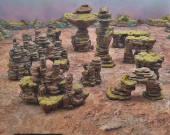 Rocks Tabletop Scatter Terrain Encounter Platforms Canyon Post Apocalyptic Wasteland Sci-fi Futuristic Game RPG Printable Scenery Obstacles