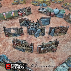 Barricadas y vallas de páramo: terreno de juego de mesa de 11 piezas, wargames apocalípticos de ciencia ficción, base para escaramuzas de zombis.