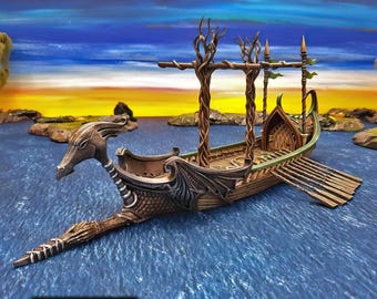 Elven Ship: Tabletop Terrain, Fantasy Naval Skirmish, Fleet Vessel, Highborn Warship, Wargaming Roleplaying Games