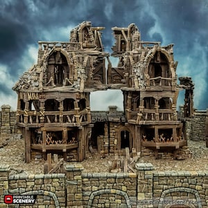 Ruined Tavern Tabletop Scatter Building City Inn Roleplaying Game Terrain Pirate Printable Scenery Fantasy RPG Wargaming Ramshackle & Ruin