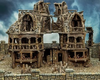 Ruined City Inn: tabletop RPG-terrein, afdrukbaar wargaming-landschap