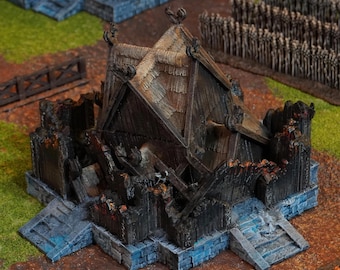Ruined Barracks: Horse Lord Destroyed Tower, Anglo Saxon, Viking Village Scenery,  Norse Wargaming Terrain,
