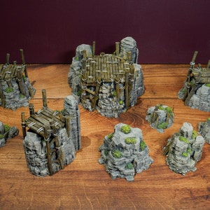 Platforms Rocks with Bridges: Tabletop Scatter Terrain, Printable Scenery, Fantasy RPG Ramshackle & Ruin