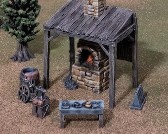 Blacksmith Shop Tabletop Terrain: Medieval Wargaming Scenery