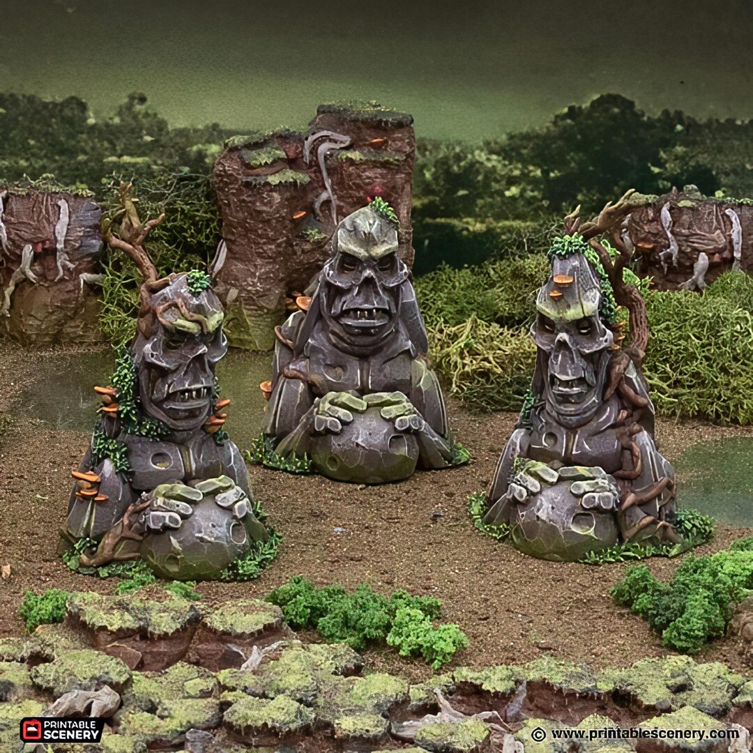 Rune Statues: Tabletop Scatter Terrain Tribal Effigy Alter Swamp ...