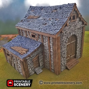 Barn Tabletop Terrain Building Scatter Dungeon Tile Set Openlock Printable Scenery Fantasy RPG Modular Painted Unpainted TTRPG Wargaming