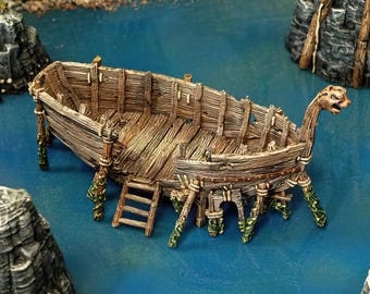 Ruined Longboat: Tabletop RPG Shipwreck Scenery