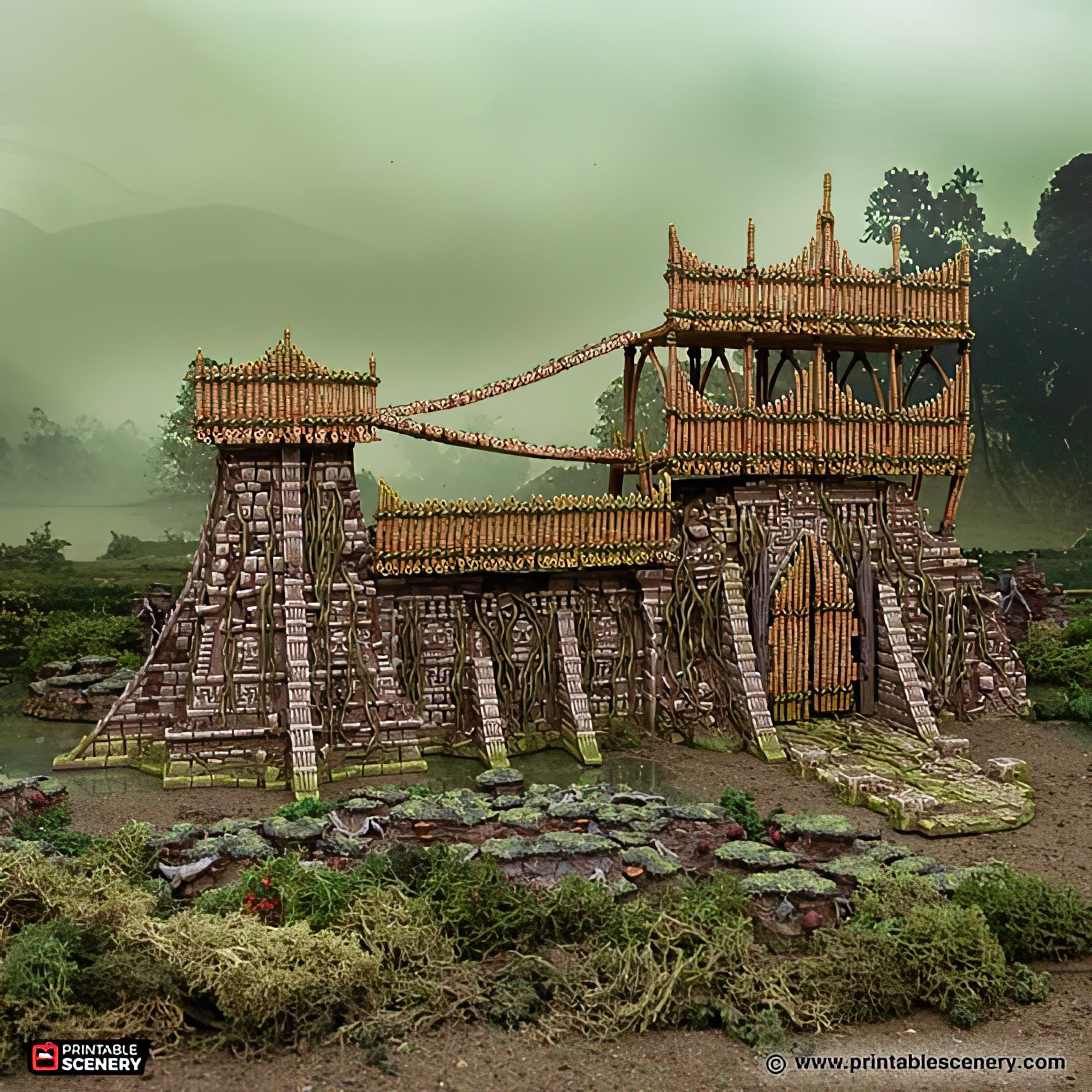 Rpg Fort Bamboo Fort Walls: Tribal Barricade, Tabletop RPG Terrain, Swamp or ...