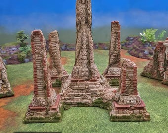 Pillar Shrine Tabletop Scatter Terrain Sci-Fi Futuristisch Fantasy Spiel Azteken-Tribalsäule RPG Druckbare Landschaft Alien-Ruinen TTRPG New Eden