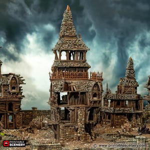 Ruined Building Tabletop Scatter City Watch Headquarters Roleplaying Game Pirate Scatter Printable Scenery Fantasy Wargaming Ramshackle Ruin