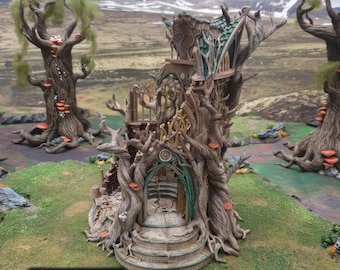 Destroyed Elven Library: Tabletop Wargaming Terrain, Ruined Tower, Fantasy RPG Scenery, Lost Library Ithillia