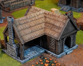 Blacksmith: Horse Lord Forge, Anglo Saxon Armoury, Fantasy Village Shop Scenery, Wargaming Weaponsmith Terrain