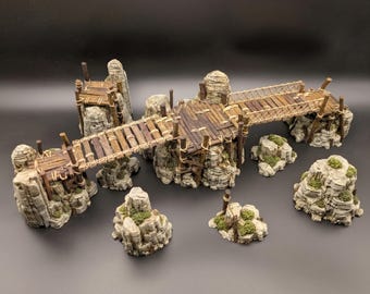 Platforms Rocks with Bridges: Tabletop Scatter Terrain, Printable Scenery, Fantasy RPG Ramshackle & Ruin