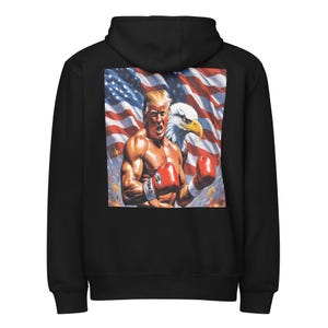 Donald Trump 2028 Unisex dragkedja med huva för MAGA Patriots Boxer Trump-huva för Trump-supportrar