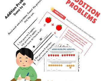 Matemáticas de la historia de la suma para 1.er grado / Hojas de trabajo imprimibles para niños