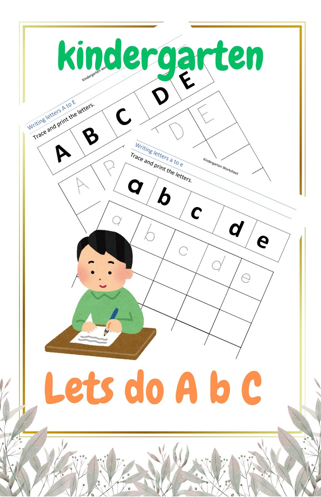 Kindergarten: Alphabet Tracing Worksheets Uppercase Lowercase Letters A