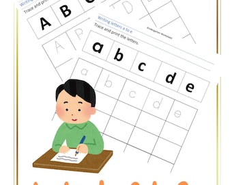 Kindergarten: Alphabet Tracing Worksheets Uppercase Lowercase Letters A to Z Printable