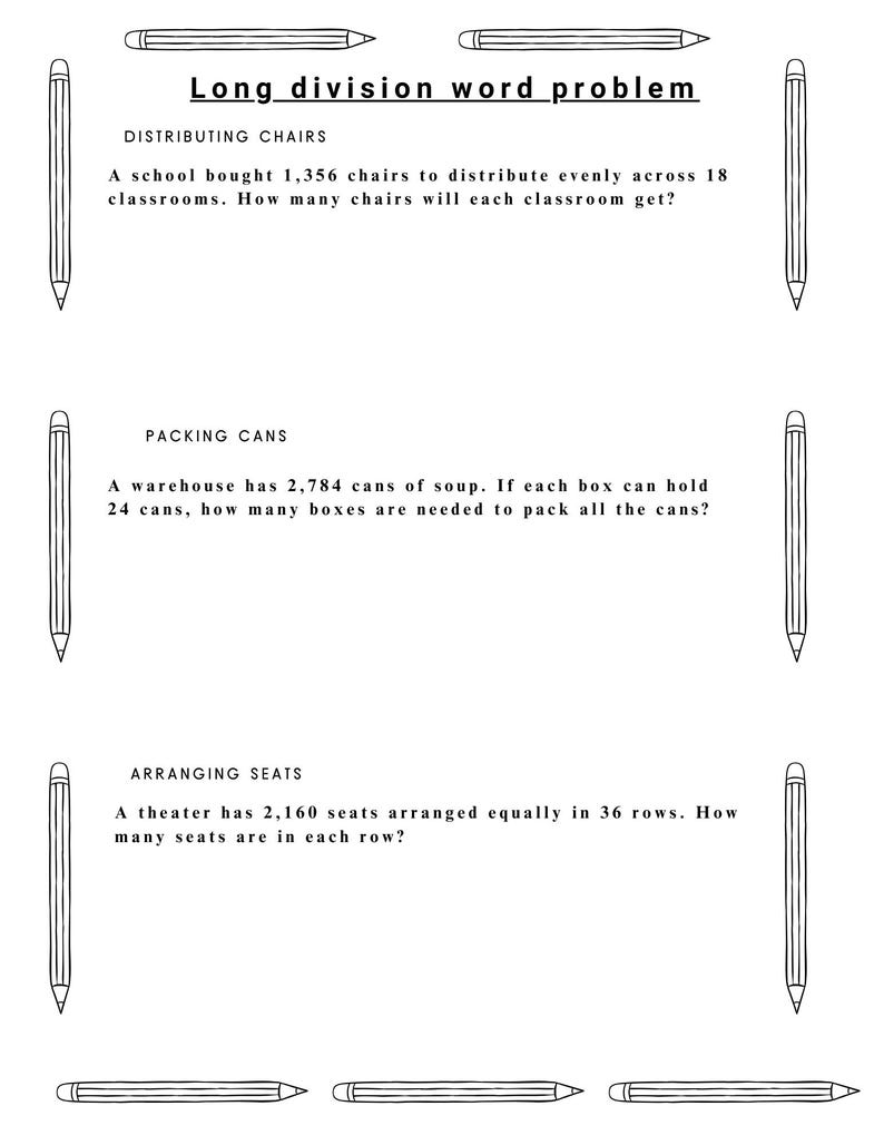 Long Division Worksheets Grade 4 | Printable Math Practice With Word ...