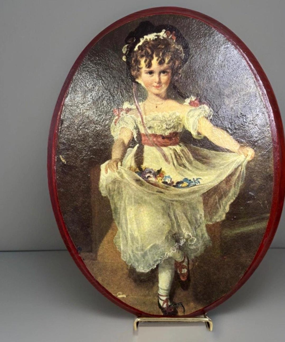 Vintage Miss Murray Dancing Girl Small Print on Oval Wood - Etsy