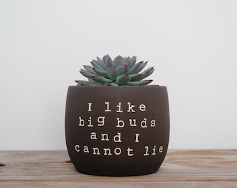 I like big buds and I cannot lie. Black pot with dirty humor.