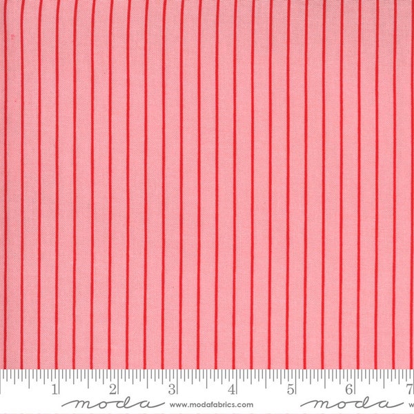 Sunday Stroll - Wide Stripe in Pink: sku 55228-13 cotton quilting fabric yardage by Bonnie & Camille for Moda Fabrics