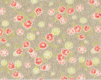 Strawberries and Rhubarb - Summer Posies in Birch Gray: sku 20403-16 cotton quilting fabric yardage by Fig Tree & Co for Moda Fabrics