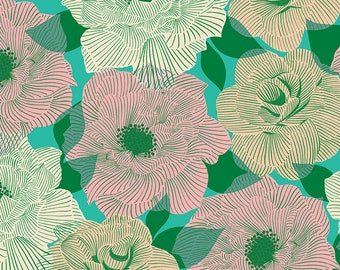 Camellia - Parlor in Tropic: sku RS0030-13 cotton quilting fabric yardage by Melody Miller Ruby Star Society for Moda