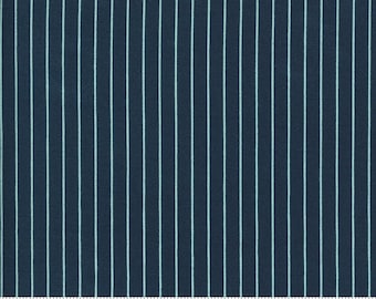 Sunday Stroll - Wide Stripe in Navy Blue: sku 55228-15 cotton quilting fabric yardage by Bonnie & Camille for Moda Fabrics