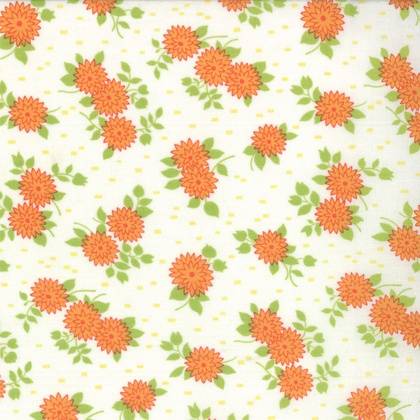 SALE - Happy Go Lucky - Mum in White and Orange: sku 55063-19 cotton quilting fabric by Bonnie and Camille for Moda Fabrics - 1 yard