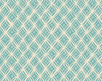 Camellia - Macrame in Turquoise: sku RS0034-16 cotton quilting fabric yardage by Melody Miller Ruby Star Society for Moda