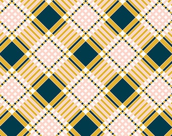 Strawberry & Friends - Plaid in Goldenrod: sku RS3040-12 cotton quilting fabric yardage by Kimberly Kight Ruby Star Society for Moda