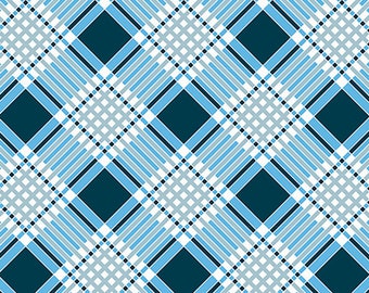 Strawberry & Friends - Plaid in Altitude Blue: sku RS3040-13 cotton quilting fabric yardage by Kimberly Kight Ruby Star Society for Moda