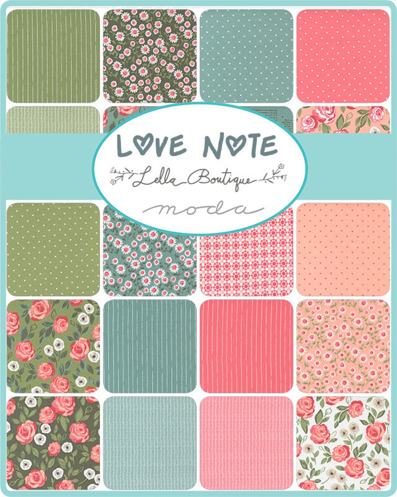 Love Note First Crush in Cloud and Multi: sku 5152-11 cotton quilting fabric yardage by Lella Boutique for Moda Fabrics image 2