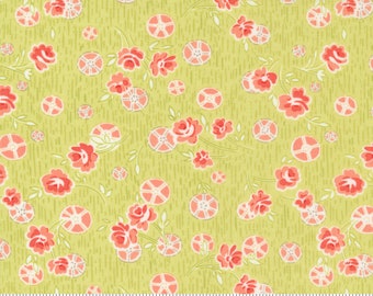 Strawberries and Rhubarb - Summer Posies in Sprout Green: sku 20403-15 cotton quilting fabric yardage by Fig Tree & Co for Moda Fabrics