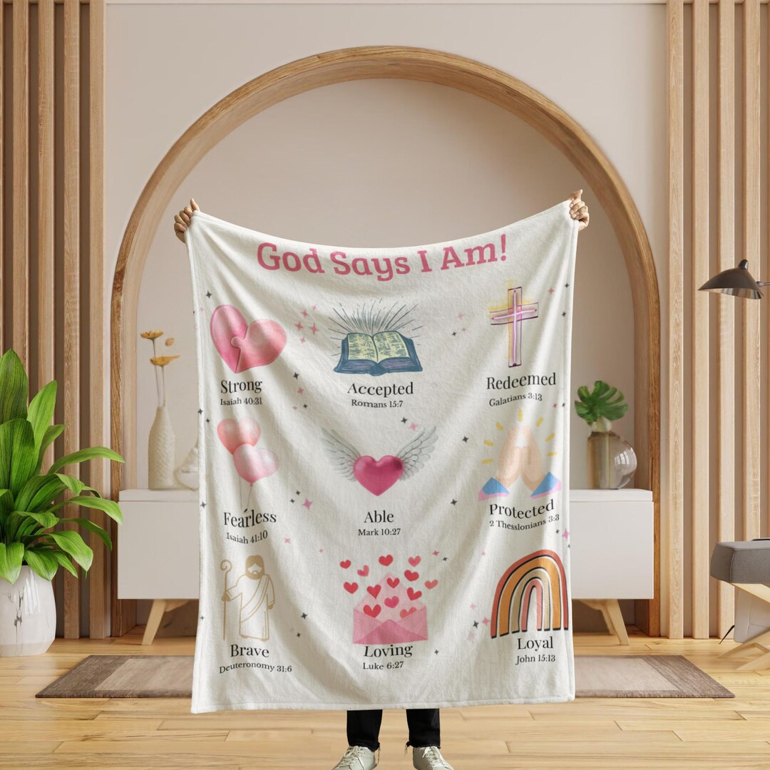 Christian Blanket God Says I Am, Bible Verse Throw Blanket, Faith Gift ...