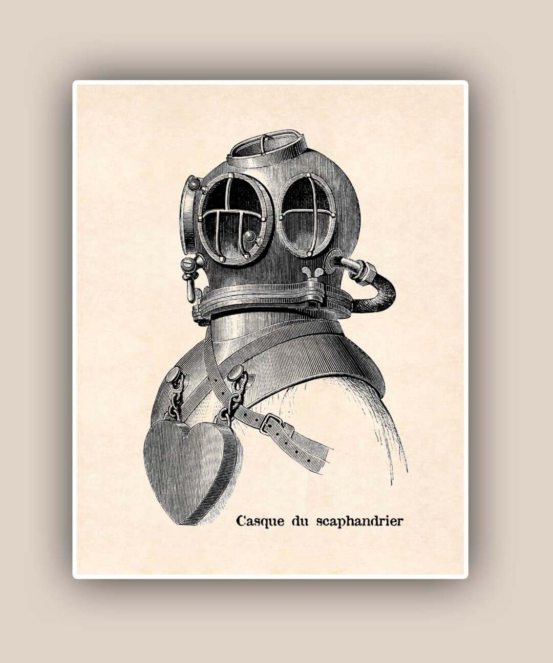 Nautical Print Dive Scuba Diving Helmet Print Diving Art - Etsy