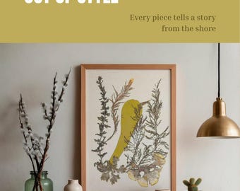 Pressed Seaweed Artwork Print, Botanical Marine Wall Decor, Nautical Seaside Art