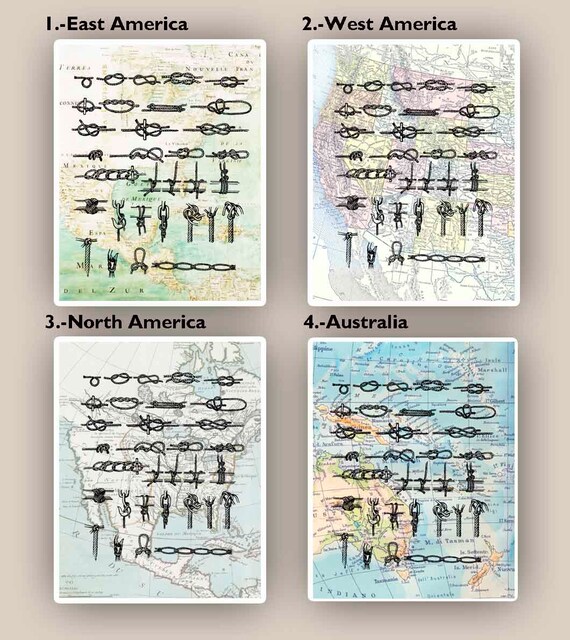 Nœud Marin Print Noeuds Marins Nautique Lart Cartes Anciennes Décor De Chalet De Plage Voile Club Décor Bord De Mer Vivant Cadeau Pour Les -