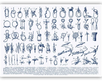 Nautical Knots Print, Vintage Marine Illustration